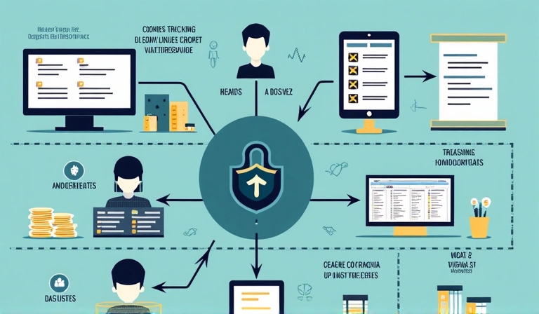 Illustration of data flow and privacy settings related to online tracking