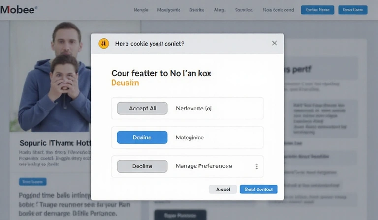 Illustration of a cookie consent pop-up on a website