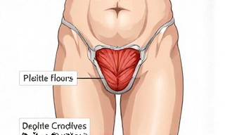 Anatomical diagram showing pelvic floor muscles, representing pelvic floor and Kegel exercises