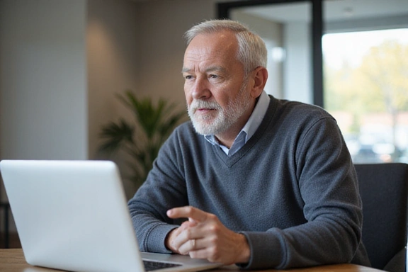 Man researching mental health resources online