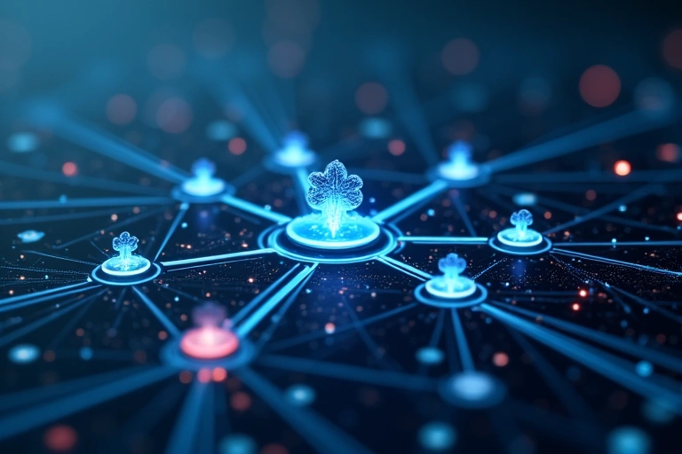 Interconnected network nodes representing data sharing