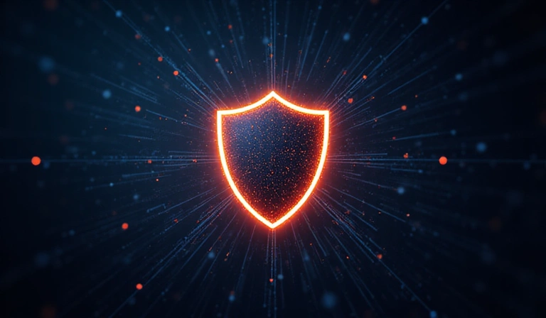 Cybersecurity shield protecting digital data