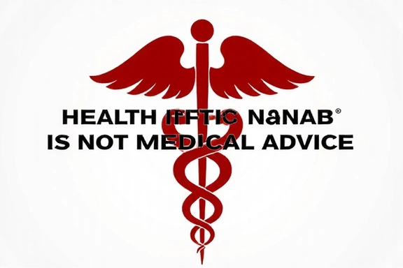 Medical caduceus symbol with a disclaimer warning